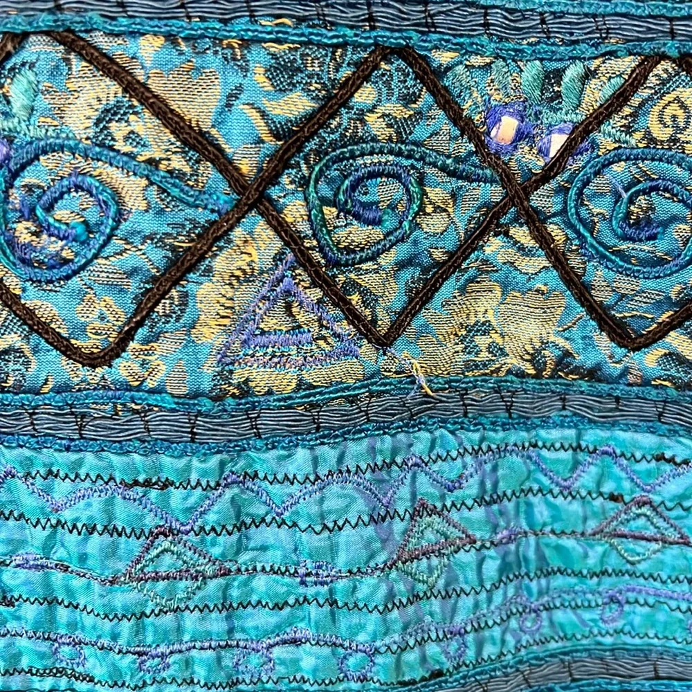 Chico's Sapphire Blue Deepwater Beaded Embroidered Brocade Cardigan Coat - Picture 2 of 9